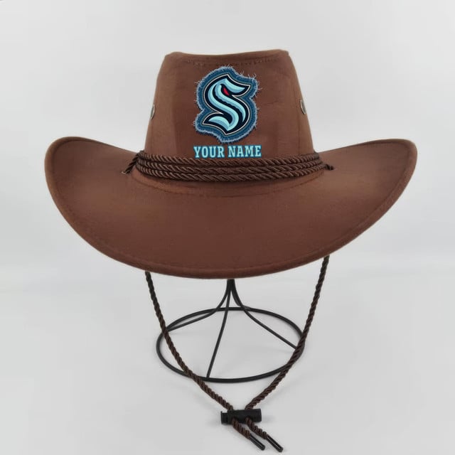 [SUPER SALE] NEW CUSTOMIZED NHL20 STK SEATTLE KRAKEN COWBOY HAT
