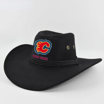 [SUPER SALE] NEW CUSTOMIZED NHL17 CGF CALGARY FLAMES COWBOY HAT