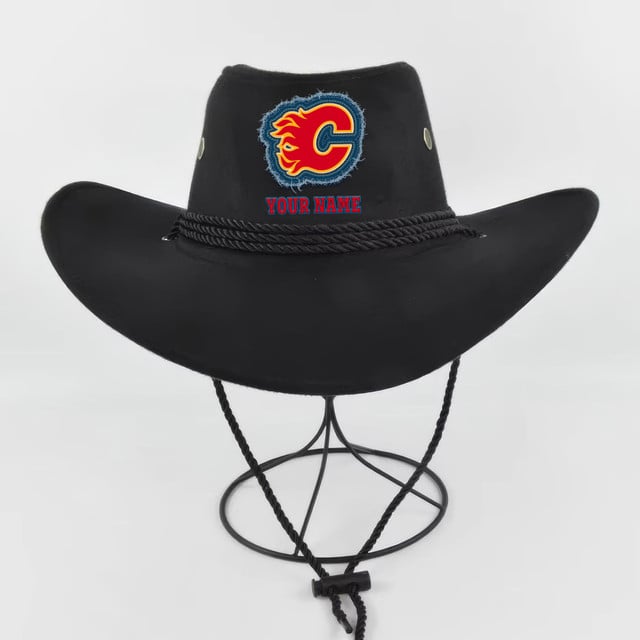 [SUPER SALE] NEW CUSTOMIZED NHL17 CGF CALGARY FLAMES COWBOY HAT