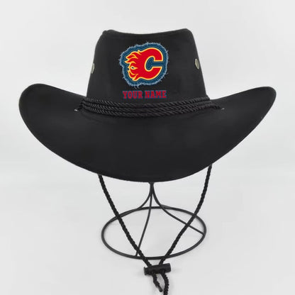 [SUPER SALE] NEW CUSTOMIZED NHL17 CGF CALGARY FLAMES COWBOY HAT