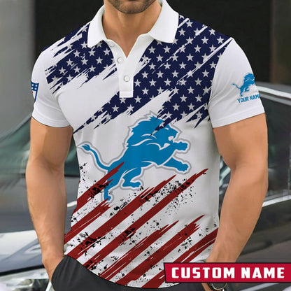 [SPECIAL OFFER] NEW CUSTOMIZED NFL04 DTL DETROIT LIONS POLO SHIRT
