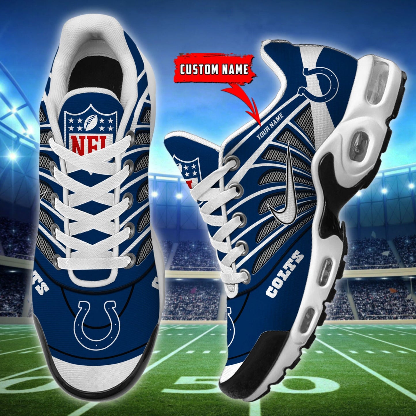 [SPECIAL OFFER] NEW CUSTOMIZED NFL17 IDC INDIANAPOLIS COLTS AIR MAX PLUS SNEAKERS