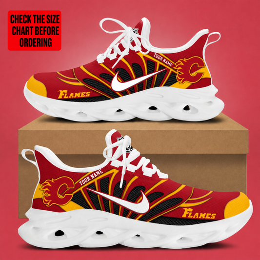 [SUPER SALE] NEW CUSTOMIZED NHL17 CGF CALGARY FLAMES CLUNKY SNEAKERS