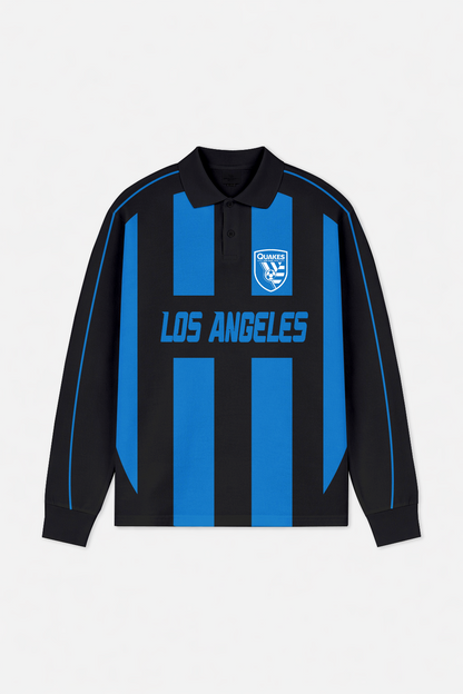 LIMITED EDITION - NEW CUSTOMIZED MLS17 SJE SJ EARTHQUAKES LONG SLEEVE POLO