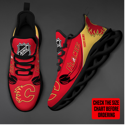 [SUPER SALE] NEW CUSTOMIZED NHL17 CGF CALGARY FLAMES CLUNKY SNEAKERS