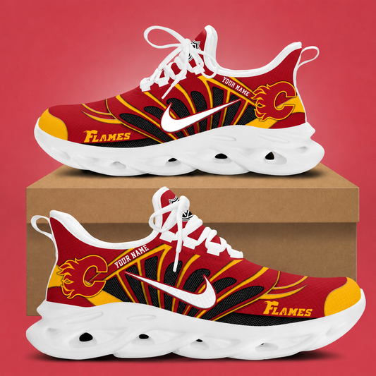[SUPER SALE] NEW CUSTOMIZED NHL17 CGF CALGARY FLAMES CLUNKY SNEAKERS