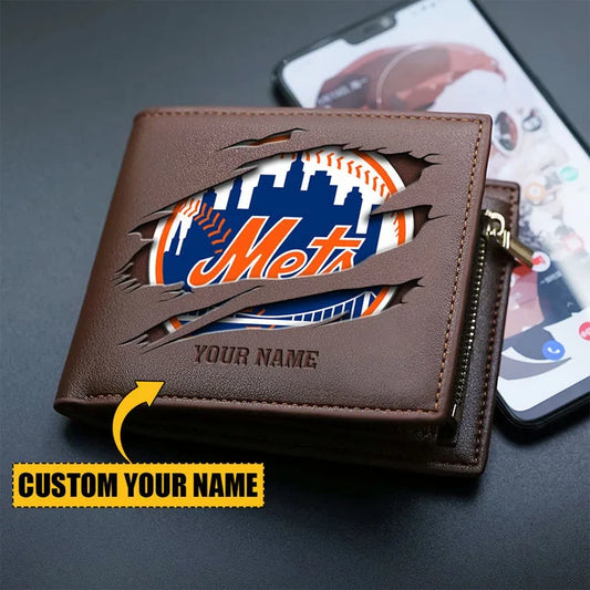 [FLASH SALE] NEW CUSTOMIZED MLB17 NYM NEW YORK METS LEATHER WALLET