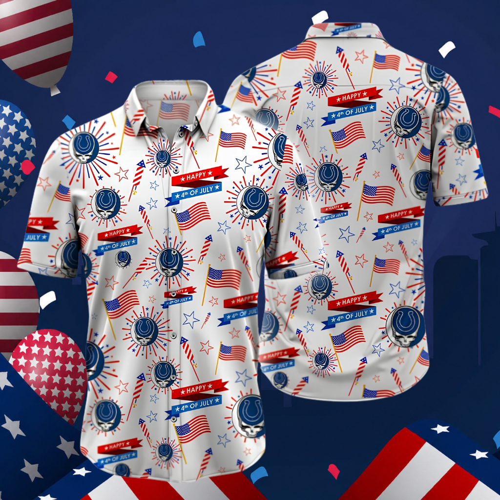 [SPECIAL OFFER] NEW CUSTOMIZED NFL17 IDC INDIANAPOLIS COLTS PATRIOTIC 250 USA HAWAIIAN SHIRT