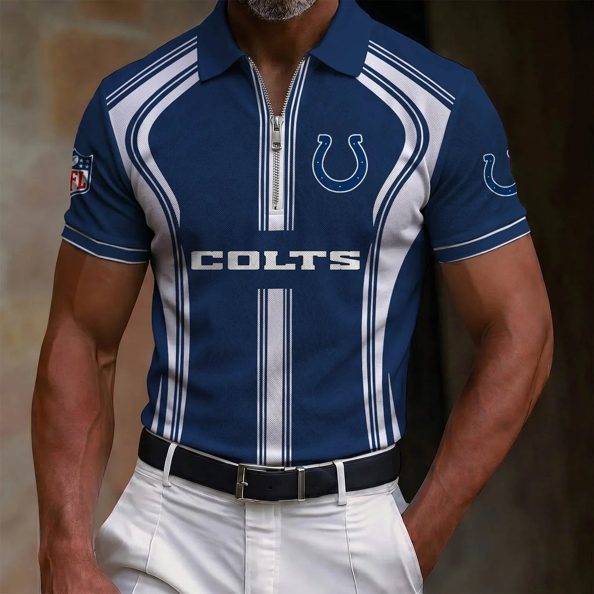 [SPECIAL OFFER] NEW CUSTOMIZED NFL07 LVR LAS VEGAS RAIDERS ZIP POLO SHIRT