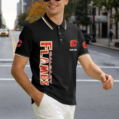 [SUPER SALE] NEW CUSTOMIZED NHL17 CGF CALGARY FLAMES POLO SHIRT