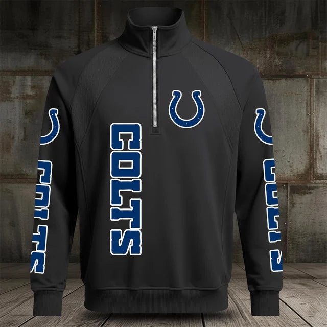 [SPECIAL OFFER] NEW CUSTOMIZED NFL17 IDC INDIANAPOLIS COLTS MEN'S MULTICOLOR QUARTER-ZIP PULLOVER