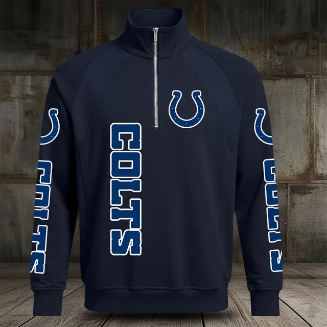 [SPECIAL OFFER] NEW CUSTOMIZED NFL17 IDC INDIANAPOLIS COLTS MEN'S MULTICOLOR QUARTER-ZIP PULLOVER
