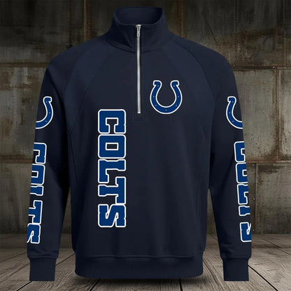 [SPECIAL OFFER] NEW CUSTOMIZED NFL17 IDC INDIANAPOLIS COLTS MEN'S MULTICOLOR QUARTER-ZIP PULLOVER
