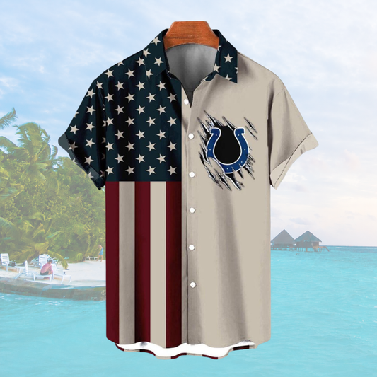[SPECIAL OFFER] NEW CUSTOMIZED NFL17 IDC INDIANAPOLIS COLTS PATRIOTIC 250 USA HAWAIIAN SHIRT