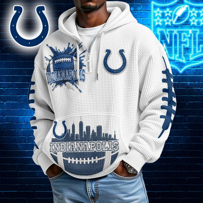[SPECIAL OFFER] NEW CUSTOMIZED NFL17 IDC INDIANAPOLIS COLTS WAFFLE FULL ZIP HOODIE