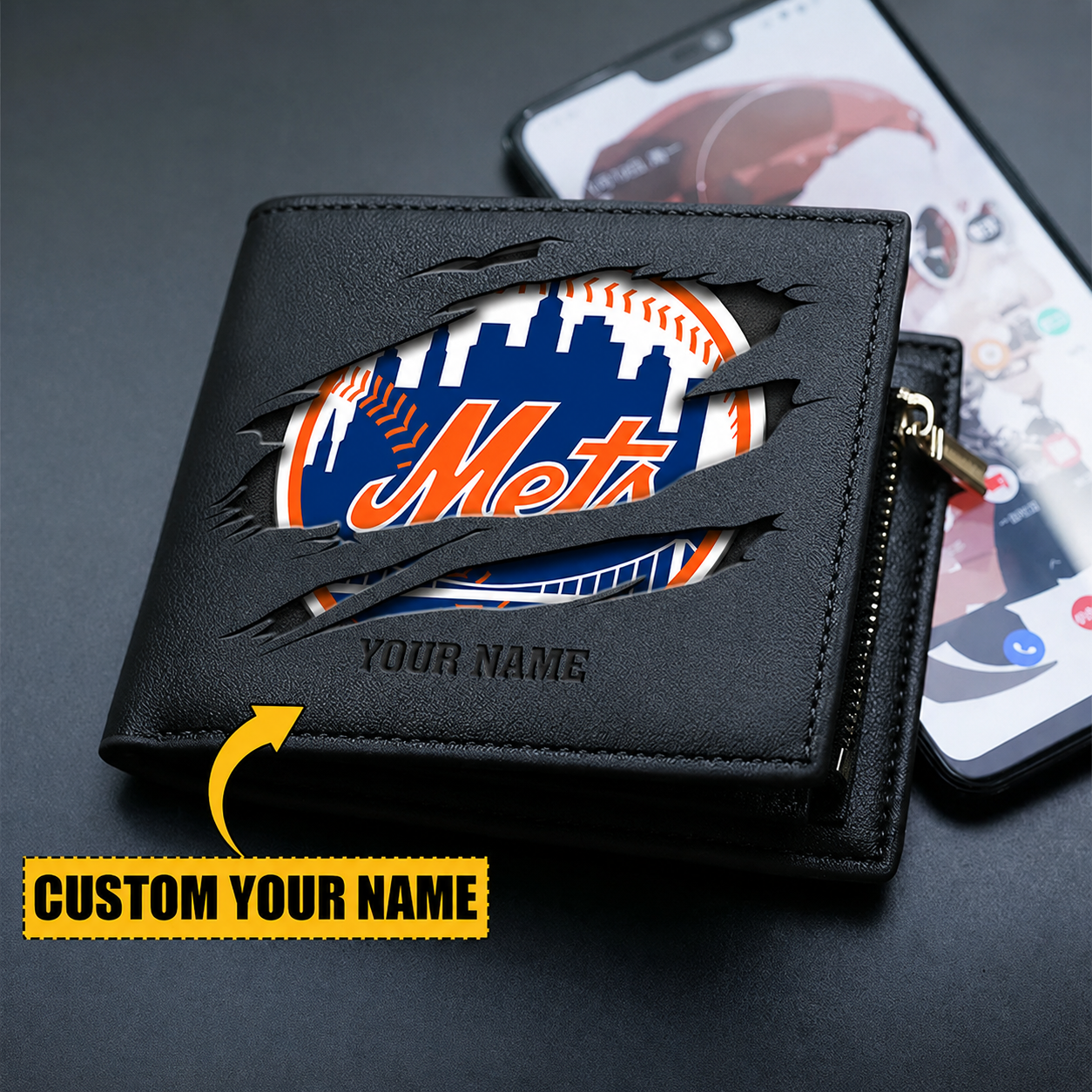 [FLASH SALE] NEW CUSTOMIZED MLB17 NYM NEW YORK METS LEATHER WALLET