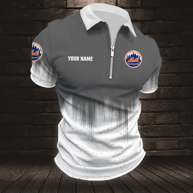 [FLASH SALE] NEW CUSTOMIZED MLB17 NYM NEW YORK METS ZIP POLO SHIRT