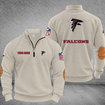 [SPECIAL OFFER] NEW CUSTOMIZED NFL18 ATF ATLANTA FALCONS MULTICOLOR STRIPED QUATER ZIP SWEATSHIRT