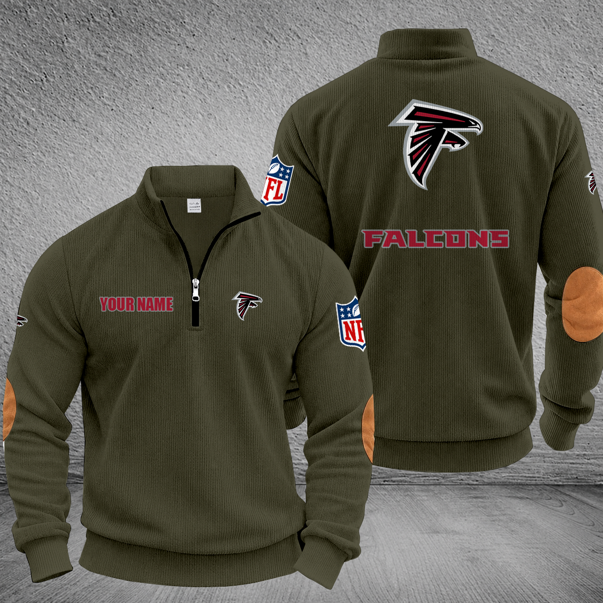 [SPECIAL OFFER] NEW CUSTOMIZED NFL18 ATF ATLANTA FALCONS MULTICOLOR STRIPED QUATER ZIP SWEATSHIRT