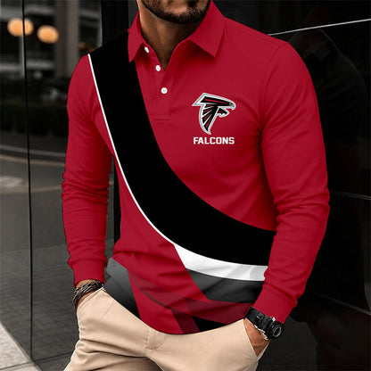 [SPECIAL OFFER] NEW CUSTOMIZED NFL18 ATF ATLANTA FALCONS LONG SLEEVE POLO SHIRT