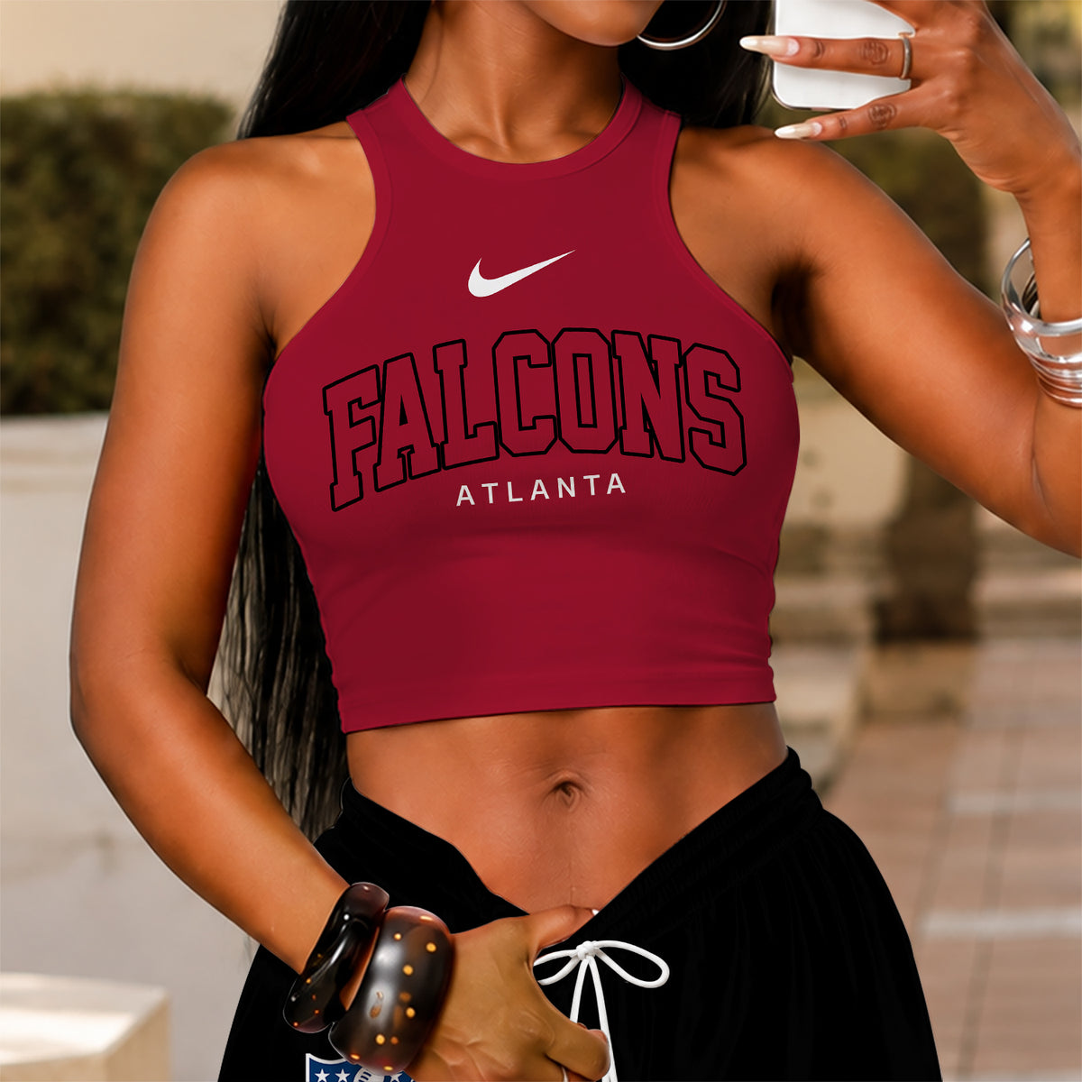 [SPECIAL OFFER] NEW CUSTOMIZED NFL18 ATF ATLANTA FALCONS WOMEN'S CROP TOP & LONGPANTS SET