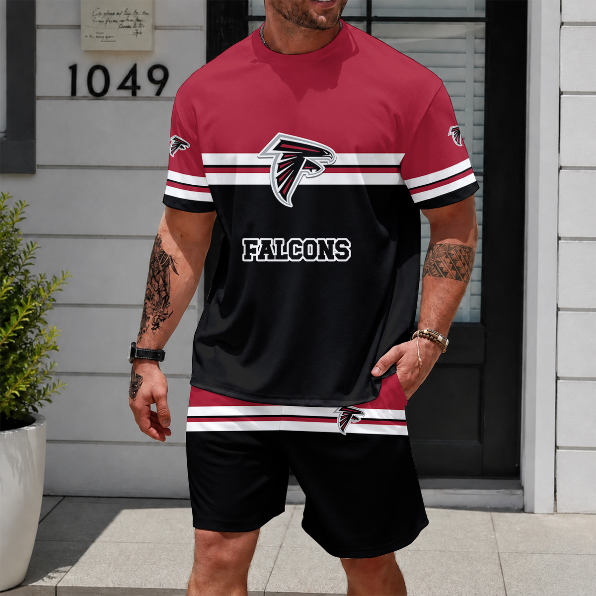[SPECIAL OFFER] NEWCUSTOMIZED NFL18 ATF ATLANTA FALCONS UNISEX T-SHIRT & SHORTS SET