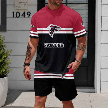 [SPECIAL OFFER] NEWCUSTOMIZED NFL18 ATF ATLANTA FALCONS UNISEX T-SHIRT & SHORTS SET