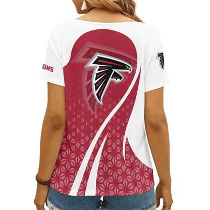 [SPECIAL OFFER] NEW CUSTOMIZED NFL18 ATF ATLANTA FALCONS V-NECK FEMALE SHIRT