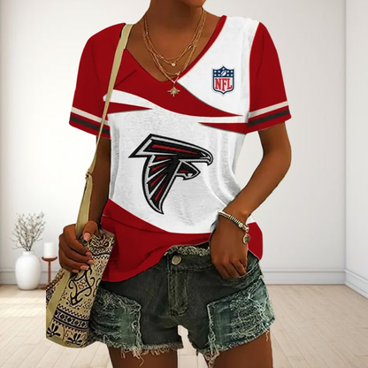 SPECIAL OFFER] NEW CUSTOMIZED NFL18 ATF ATLANTA FALCONS V-NECK FEMALE SHIRT