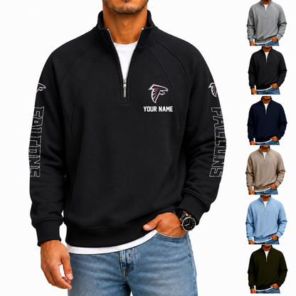 [SPECIAL OFFER] NEW CUSTOMIZED NFL18 ATF ATLANTA FALCONS MEN'S QUARTER ZIP PULLOVER