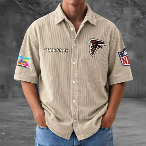 [HOT DEAL] NEW CUSTOMIZED NFL18 ATF ATLANTA FALCONS SEERSUCKER BUTTON SHIRT