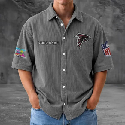 [HOT DEAL] NEW CUSTOMIZED NFL18 ATF ATLANTA FALCONS SEERSUCKER BUTTON SHIRT