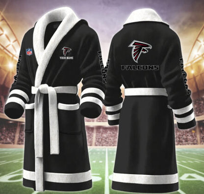 [SPECIAL OFFER] NEW CUSTOMIZED NFL18 ATF ATLANTA FALCONS MULTICOLOR FLEECE BATHROBE