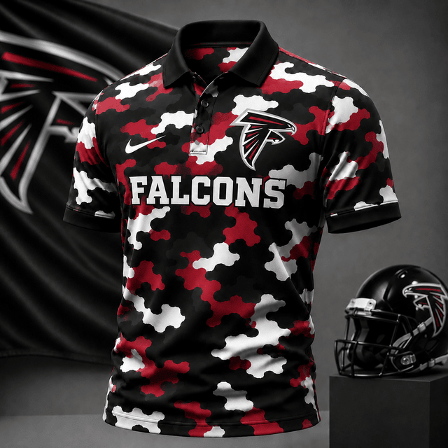 [SPECIAL OFFER] NEW CUSTOMIZED NFL18 ATF ATLANTA FALCONS CAMO POLO SHIRT