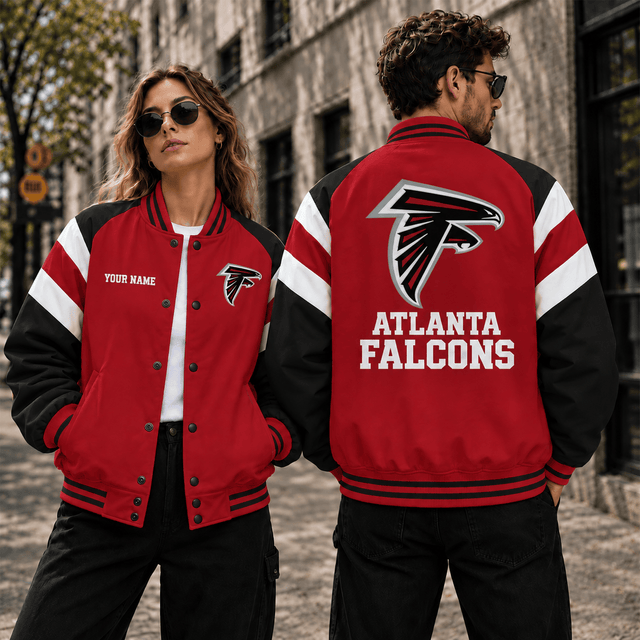 [SPECIAL OFFER] NEW CUSTOMIZED NFL18 ATF ATLANTA FALCONS SATIN VARSITY & BASEBALL JACKET
