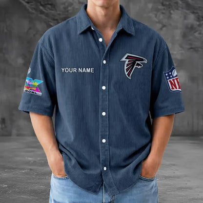 [HOT DEAL] NEW CUSTOMIZED NFL18 ATF ATLANTA FALCONS SEERSUCKER BUTTON SHIRT