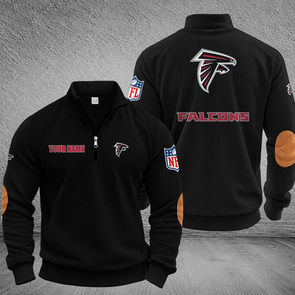 [SPECIAL OFFER] NEW CUSTOMIZED NFL18 ATF ATLANTA FALCONS MULTICOLOR STRIPED QUATER ZIP SWEATSHIRT