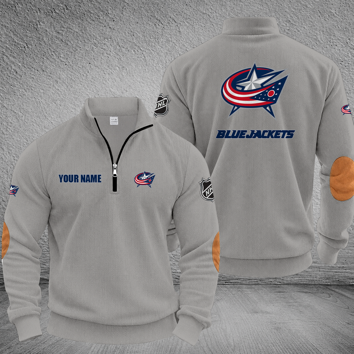 [SUPER SALE] NEW CUSTOMIZED NHL18 CBJ COLUMBUS BLUE JACKETS MULTICOLOR STRIPED QUATER ZIP SWEATSHIRT