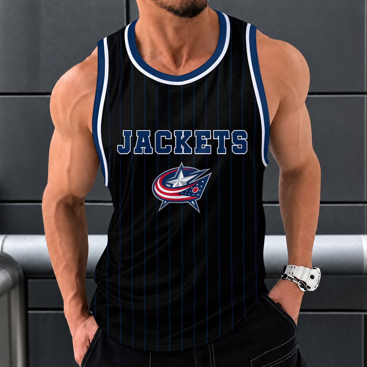 [SUPER SALE] NEW CUSTOMIZED NHL18 CBJ COLUMBUS BLUE JACKETS UNISEX TANK TOP