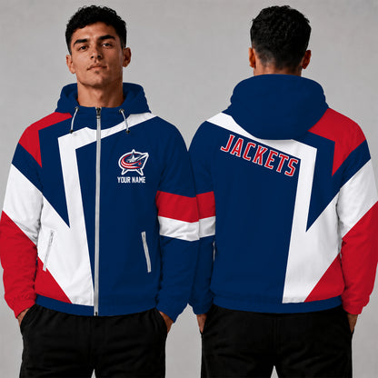 [SUPER SALE] NEW CUSTOMIZED NHL18 CBJ COLUMBUS BLUE JACKETS WINDBREAKER JACKET