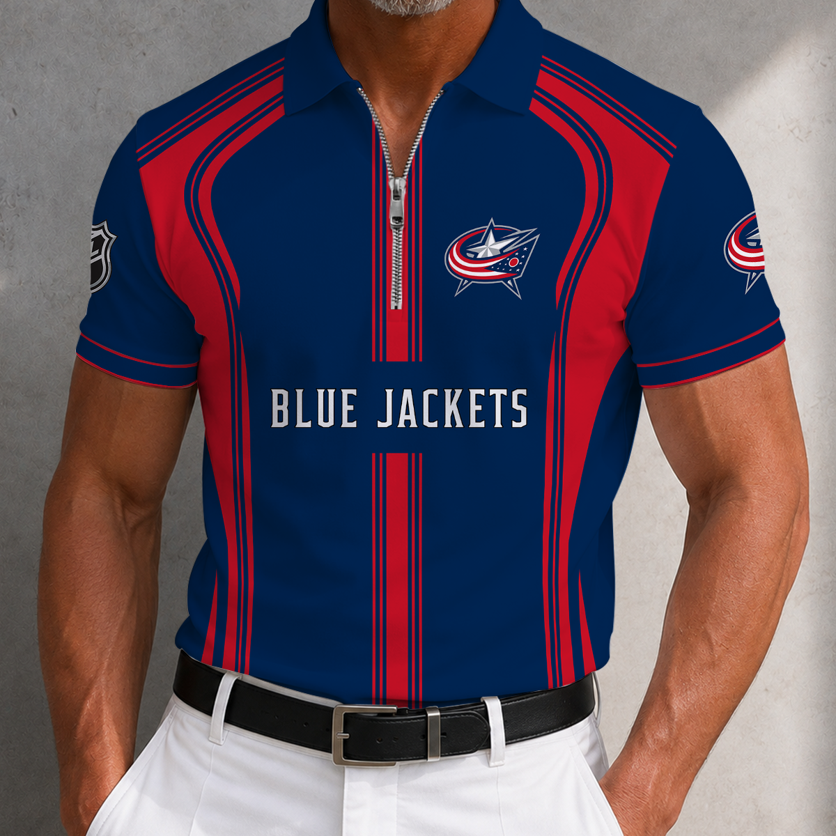 [SUPER SALE] NEW CUSTOMIZED NHL18 CBJ COLUMBUS BLUE JACKETS POLO SHIRT