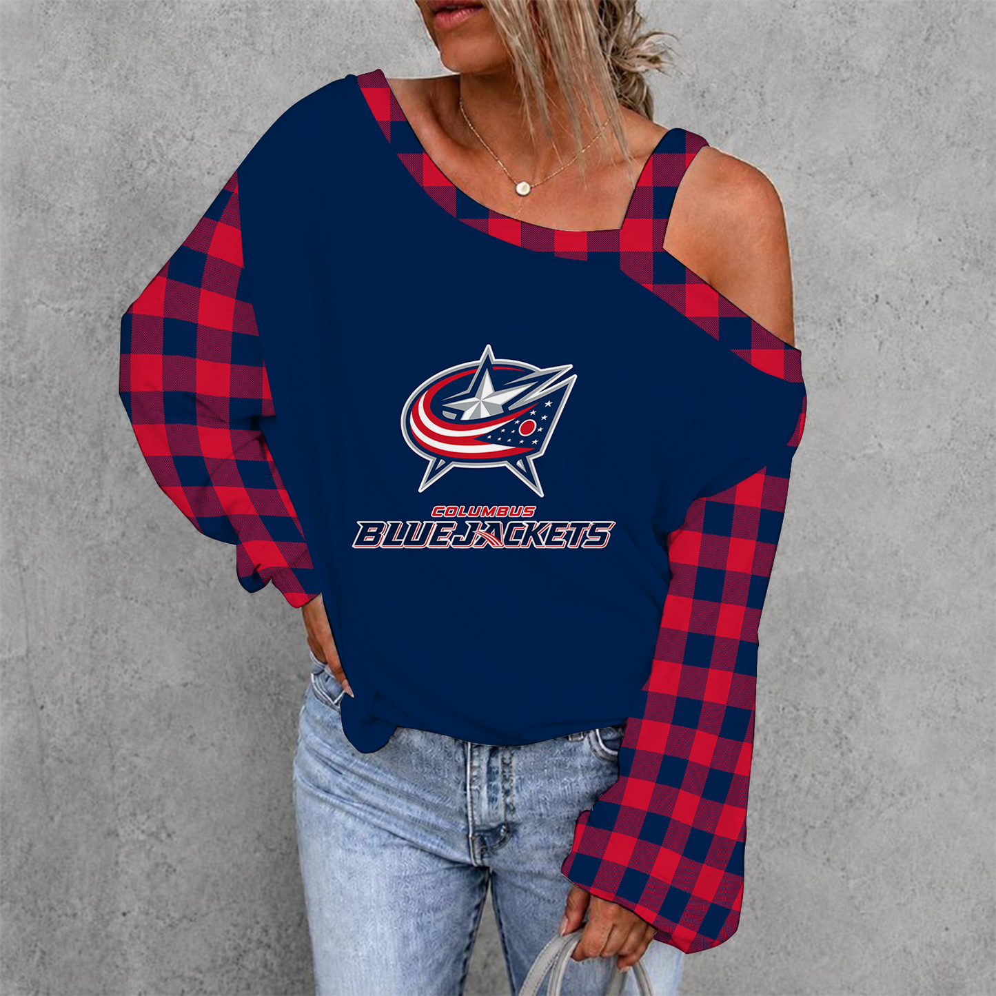 [SUPER SALE] NEW CUSTOMIZED NHL18 CBJ COLUMBUS BLUE JACKETS DROP SHOULDER SWEATSHIRT