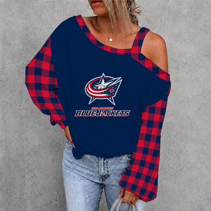 [SUPER SALE] NEW CUSTOMIZED NHL18 CBJ COLUMBUS BLUE JACKETS DROP SHOULDER SWEATSHIRT