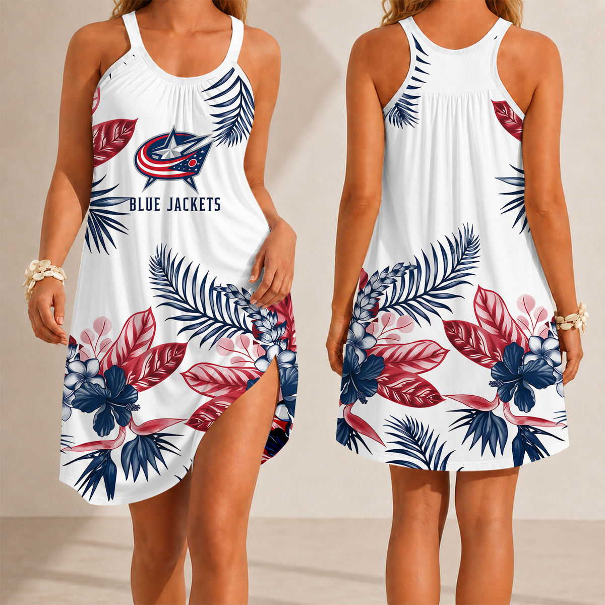 [SUPER SALE] NEW CUSTOMIZED NHL18 CBJ COLUMBUS BLUE JACKETS CAMISOLE DRESS