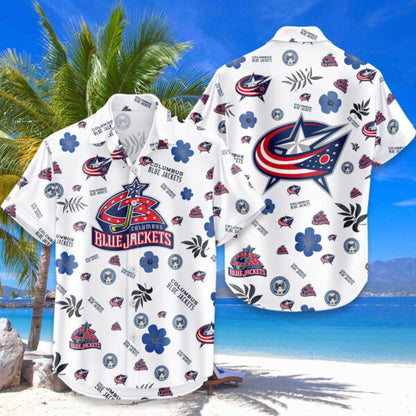 [SUPER SALE ]  NEW CUSTOMIZED NHL18 CBJ COLUMBUS BLUE JACKETS UNISEX HAWAIIAN SHIRT