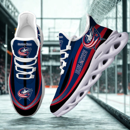 [SUPER SALE ] NEW CUSTOMIZED NHL18 CBJ COLUMBUS BLUE JACKETS MAX SOUL SHOES