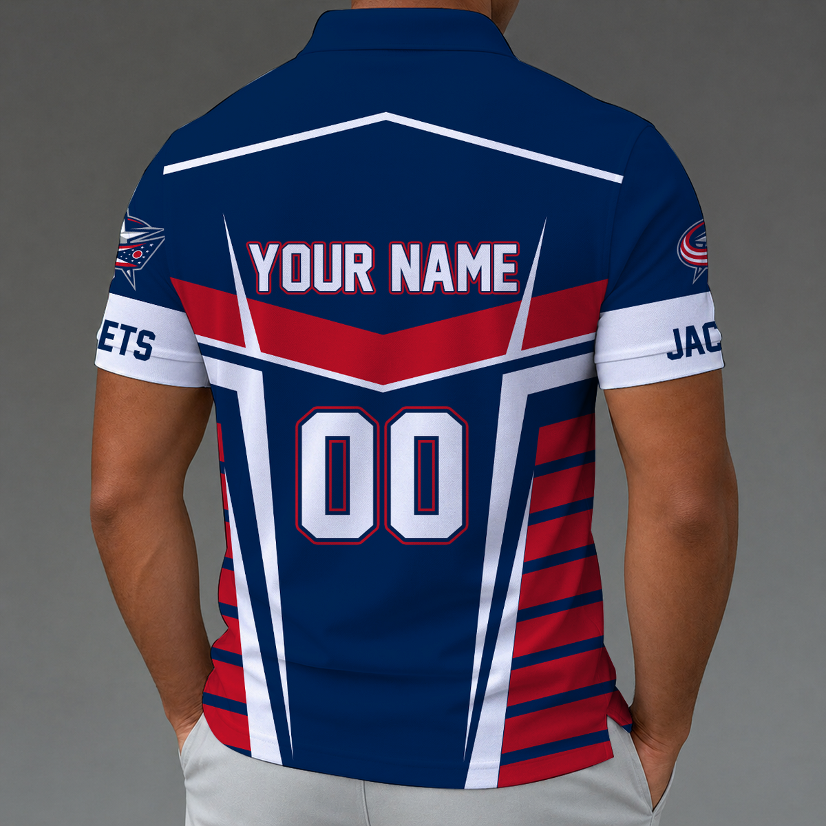 [SUPER SALE] NEW CUSTOMIZED NHL18 CBJ COLUMBUS KHAKI JACKETS POLO SHIRT