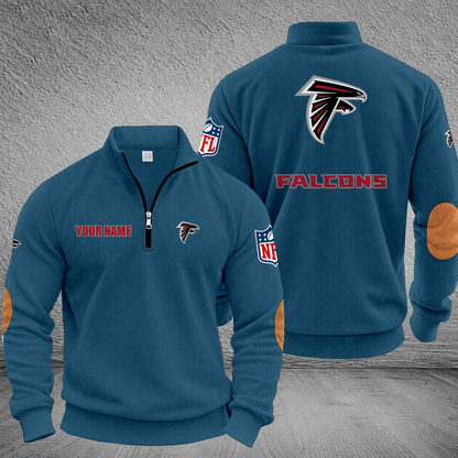 [SPECIAL OFFER] NEW CUSTOMIZED NFL18 ATF ATLANTA FALCONS MULTICOLOR STRIPED QUATER ZIP SWEATSHIRT