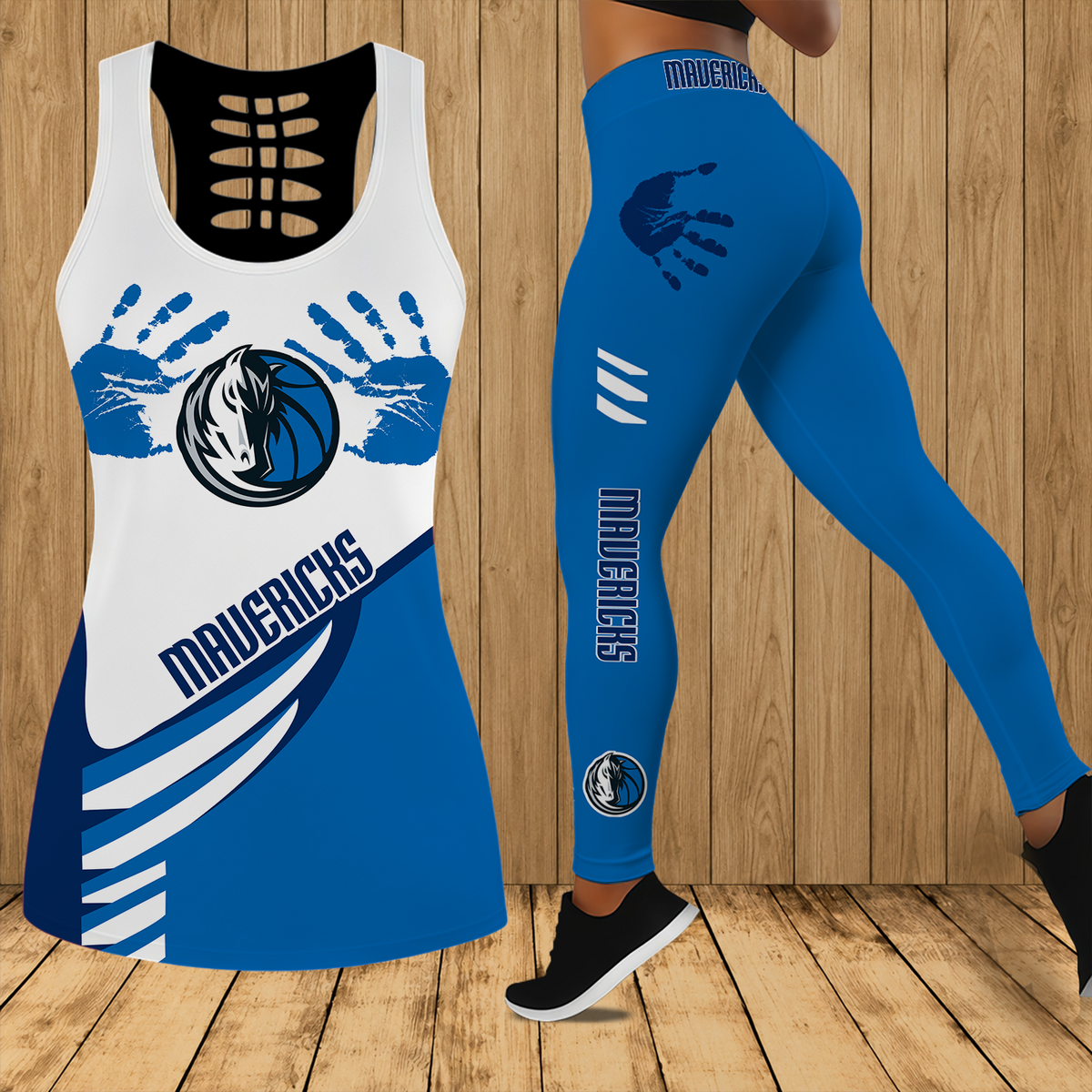 [HOT DEAL] NEW CUSTOMIZED NBA18 DMA DALLAS MAVERICKS HOLLOW TANK TOP & LEGGINGS SET
