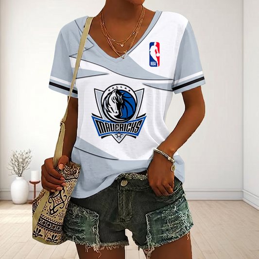 [HOT DEAL] NEW CUSTOMIZED NBA18 DMA DALLAS MAVERICKS V-NECK FEMALE SHIRT